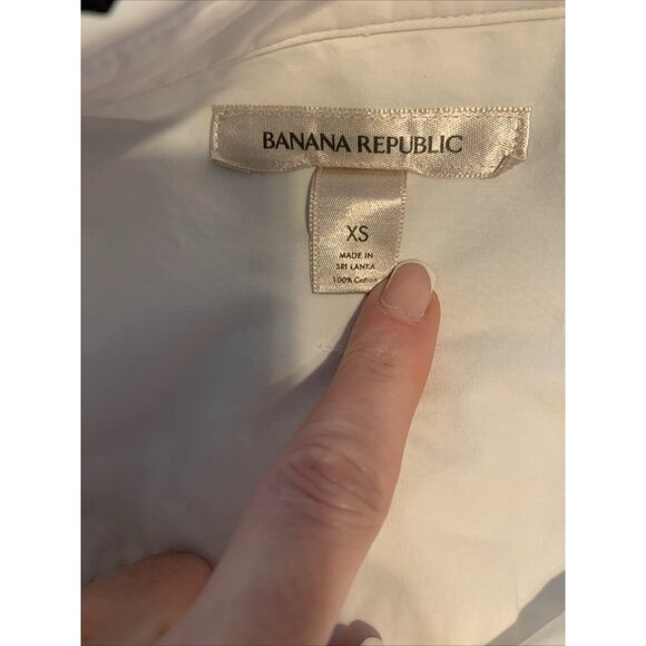 banana republic womens solid white 100% cotton long sleeve dress shirt Xs - Picture 4 of 5